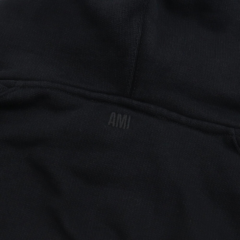 アミ パリス AMI PARIS トップス スウェット・パーカー ユニセックス  ブラック コットン フーディ ハートロゴ 刺繍 プルオーバー BFUSW205.747
