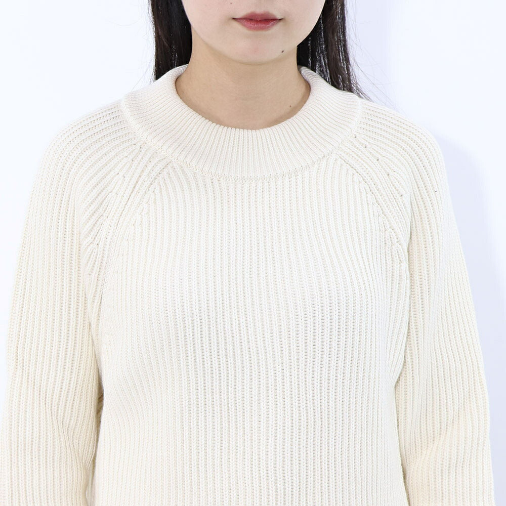 AMI PARIS ニット アイボリー コットン ウール イングリッシュリブ フェルトパッチ FKS024.KN0031