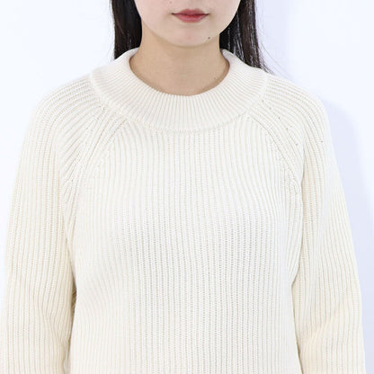 AMI PARIS ニット アイボリー コットン ウール イングリッシュリブ フェルトパッチ FKS024.KN0031