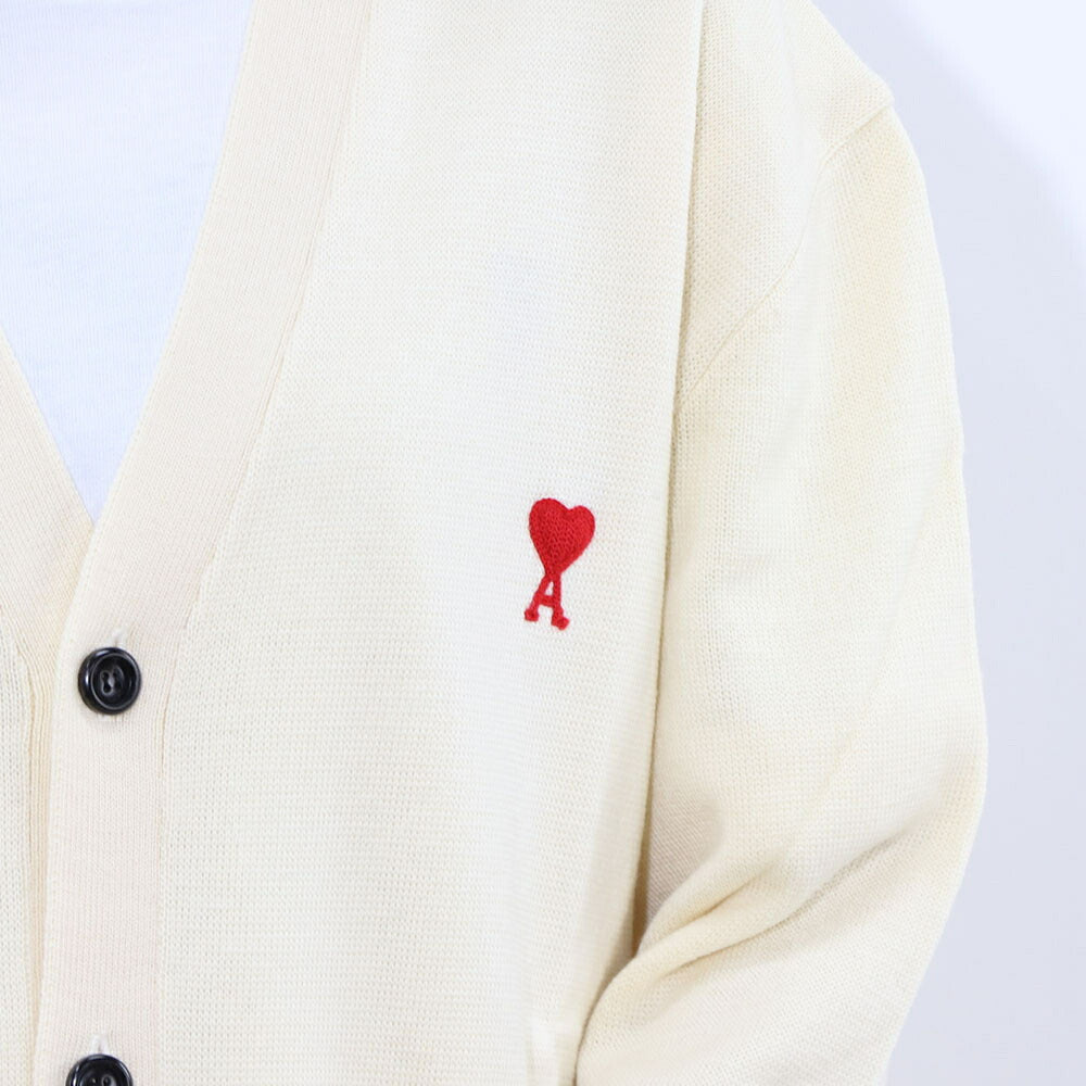 AMI PARIS カーディガン SMALL RED AMI DE COEUR CARDIGAN オフホワイト HKC001.001
