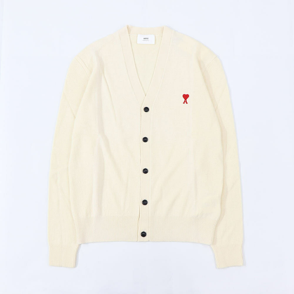 AMI PARIS カーディガン SMALL RED AMI DE COEUR CARDIGAN オフホワイト HKC001.001