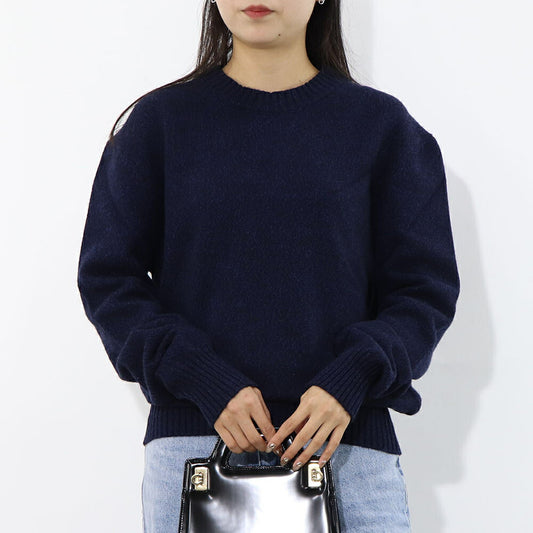 アミ パリス AMI PARIS トップス ニット メンズ  ネイビー カシミヤ ウール リブ クルーネック ハート 刺繍 HKS127.005