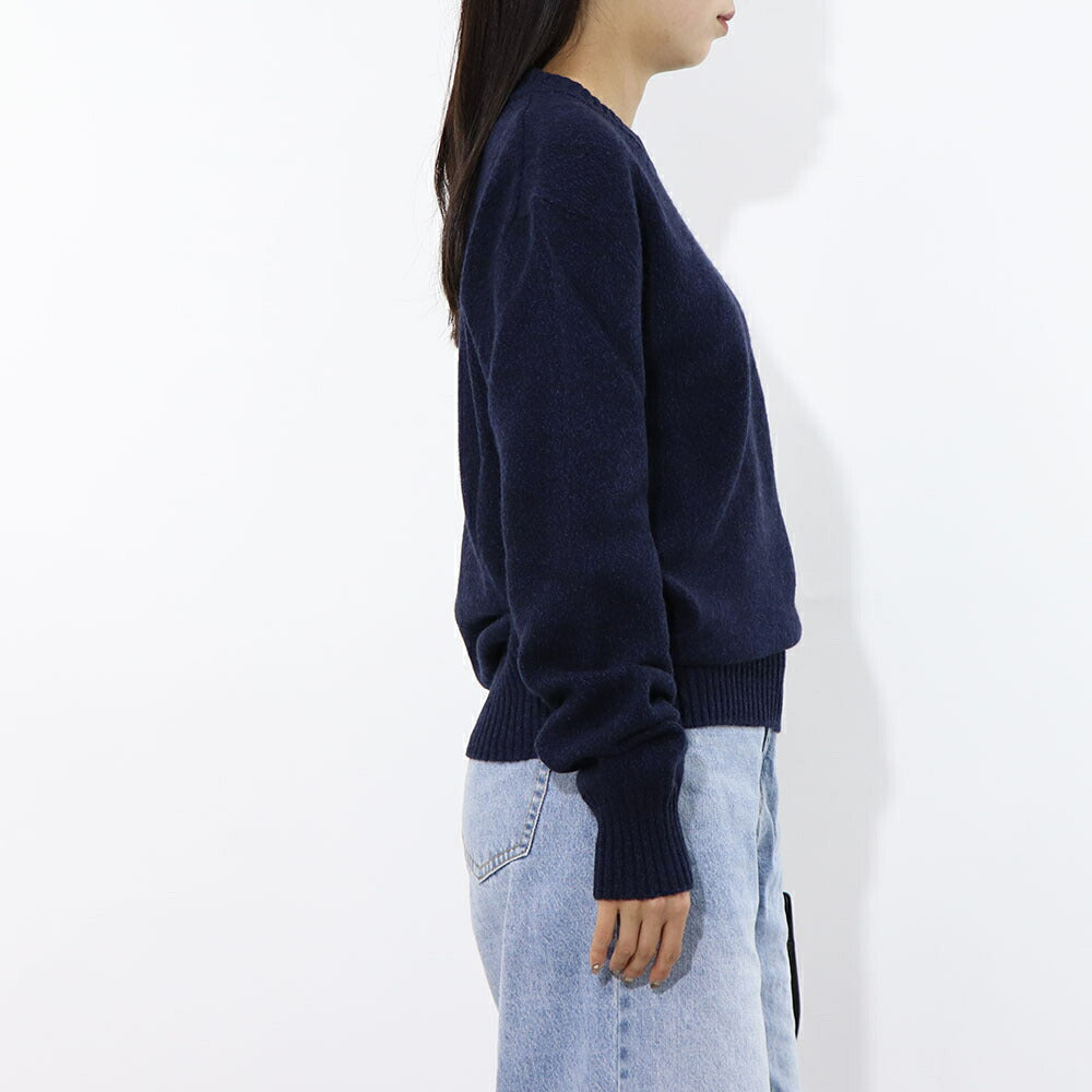 アミ パリス AMI PARIS トップス ニット メンズ  ネイビー カシミヤ ウール リブ クルーネック ハート 刺繍 HKS127.005