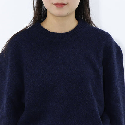 アミ パリス AMI PARIS トップス ニット メンズ  ネイビー カシミヤ ウール リブ クルーネック ハート 刺繍 HKS127.005