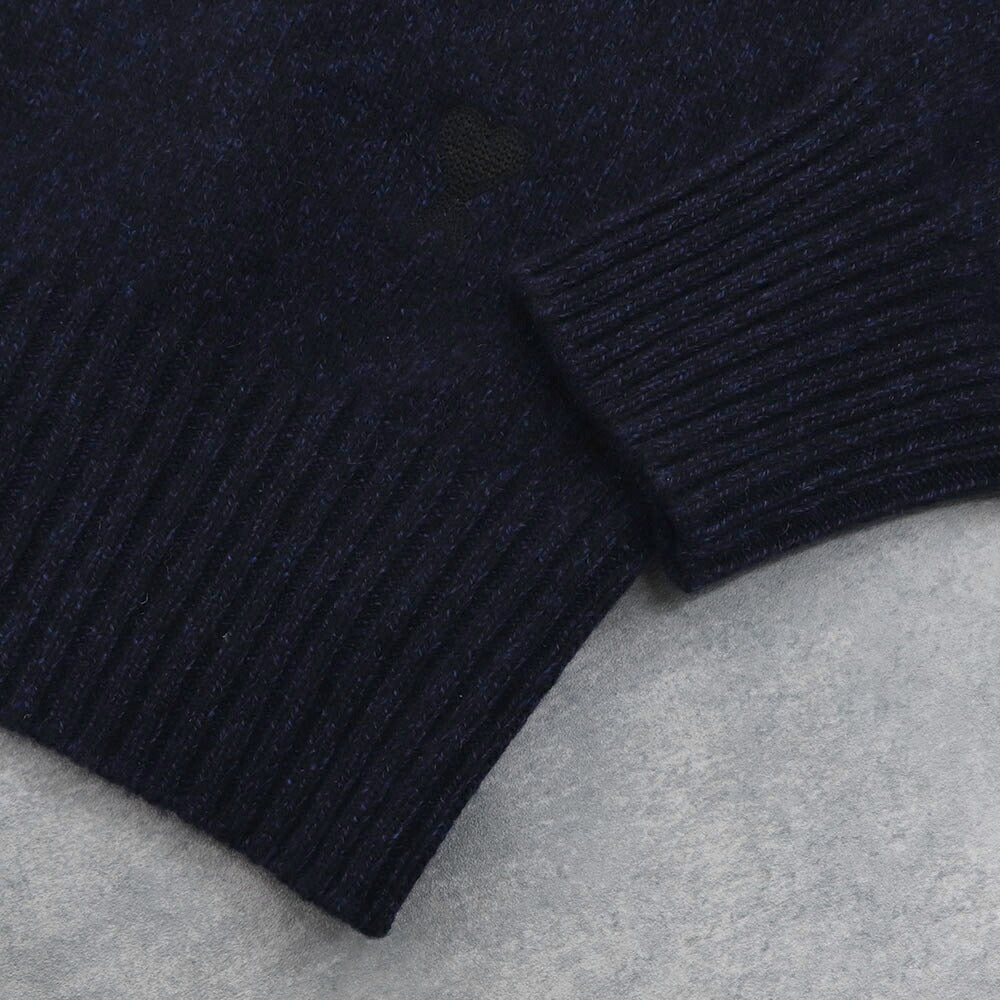 アミ パリス AMI PARIS トップス ニット メンズ  ネイビー カシミヤ ウール リブ クルーネック ハート 刺繍 HKS127.005