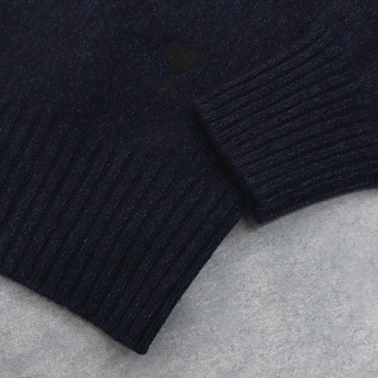 アミ パリス AMI PARIS トップス ニット メンズ  ネイビー カシミヤ ウール リブ クルーネック ハート 刺繍 HKS127.005