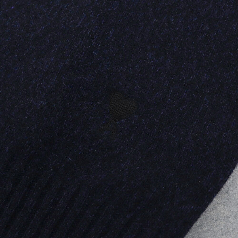 アミ パリス AMI PARIS トップス ニット メンズ  ネイビー カシミヤ ウール リブ クルーネック ハート 刺繍 HKS127.005
