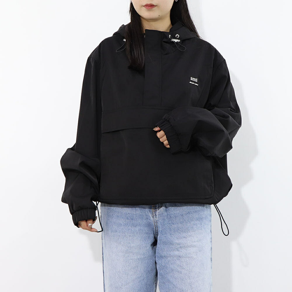 AMI PARIS スウェット  ブラック ナイロン コットン UJK101.PA0007