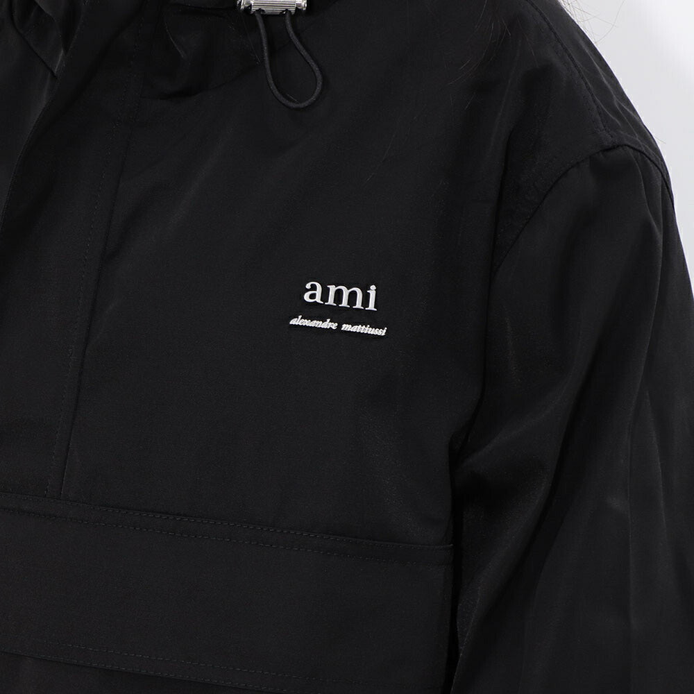 AMI PARIS スウェット  ブラック ナイロン コットン UJK101.PA0007