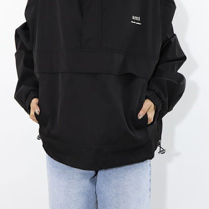 AMI PARIS スウェット  ブラック ナイロン コットン UJK101.PA0007