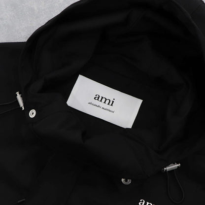 AMI PARIS スウェット  ブラック ナイロン コットン UJK101.PA0007