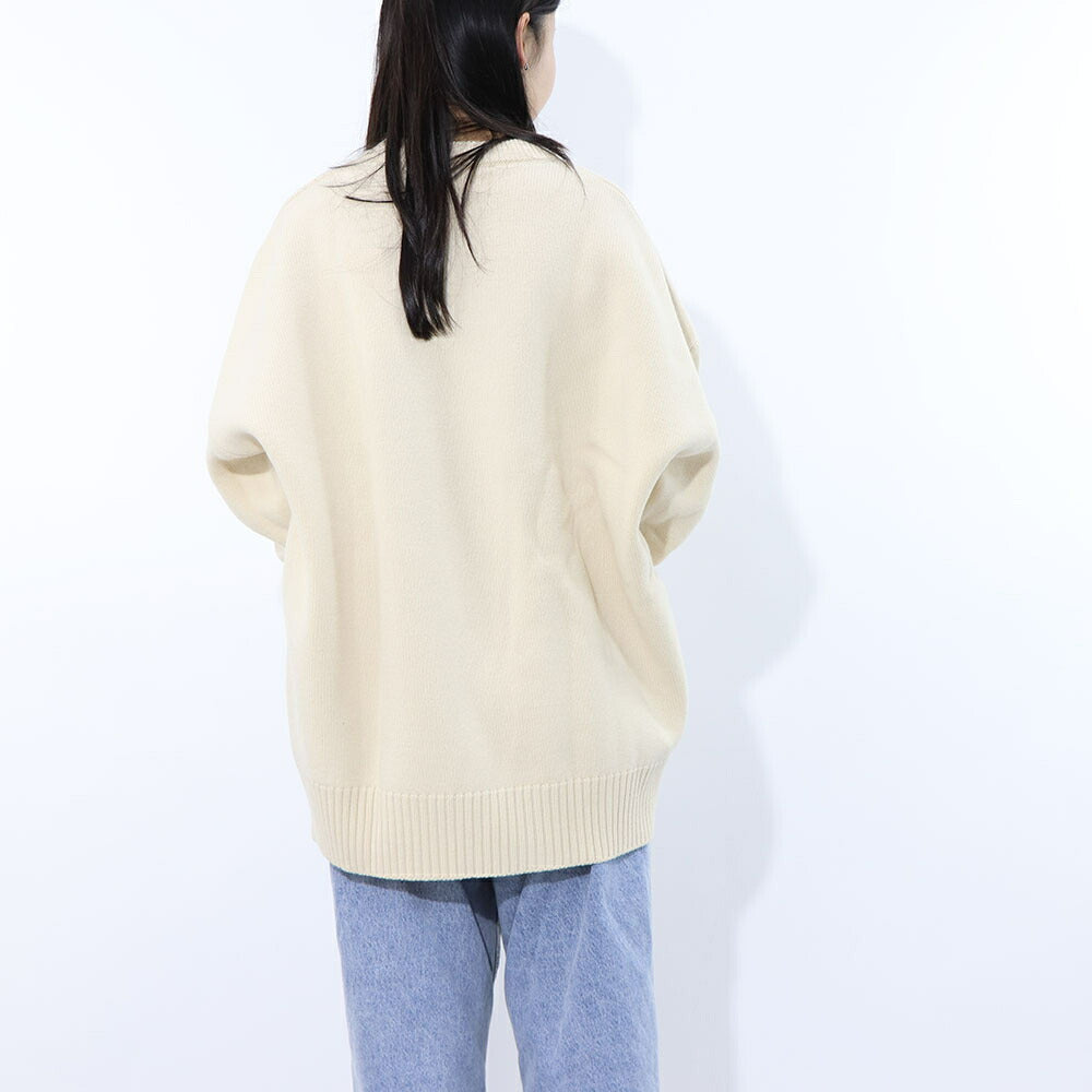 AMI PARIS ニット アイボリー ハートロゴ ワンポイント  UKS002.018