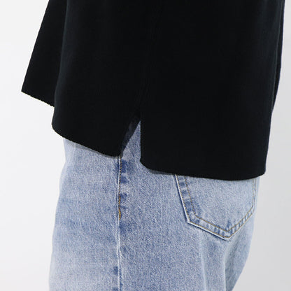 AMI PARIS ニット ブラック ホワイト ハートロゴ 刺繍 UKS046.KN0042