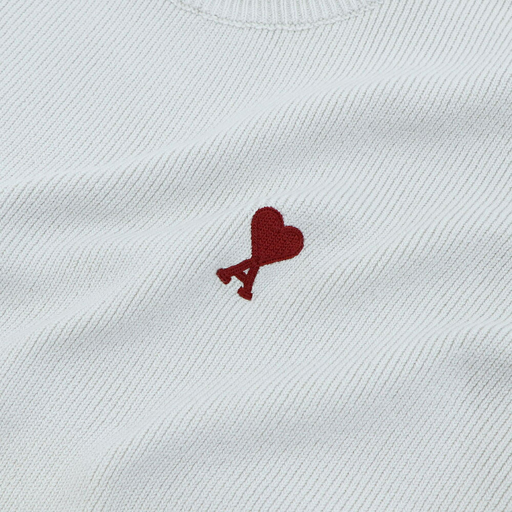 AMI PARIS ニット ブラック ホワイト ハートロゴ 刺繍 UKS046.KN0042