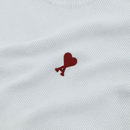 AMI PARIS ニット ブラック ホワイト ハートロゴ 刺繍 UKS046.KN0042