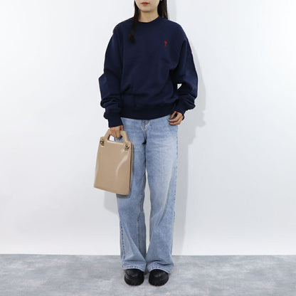 AMI PARIS スウェット ネイビー コットン ハートロゴ 刺繍  USW005.747