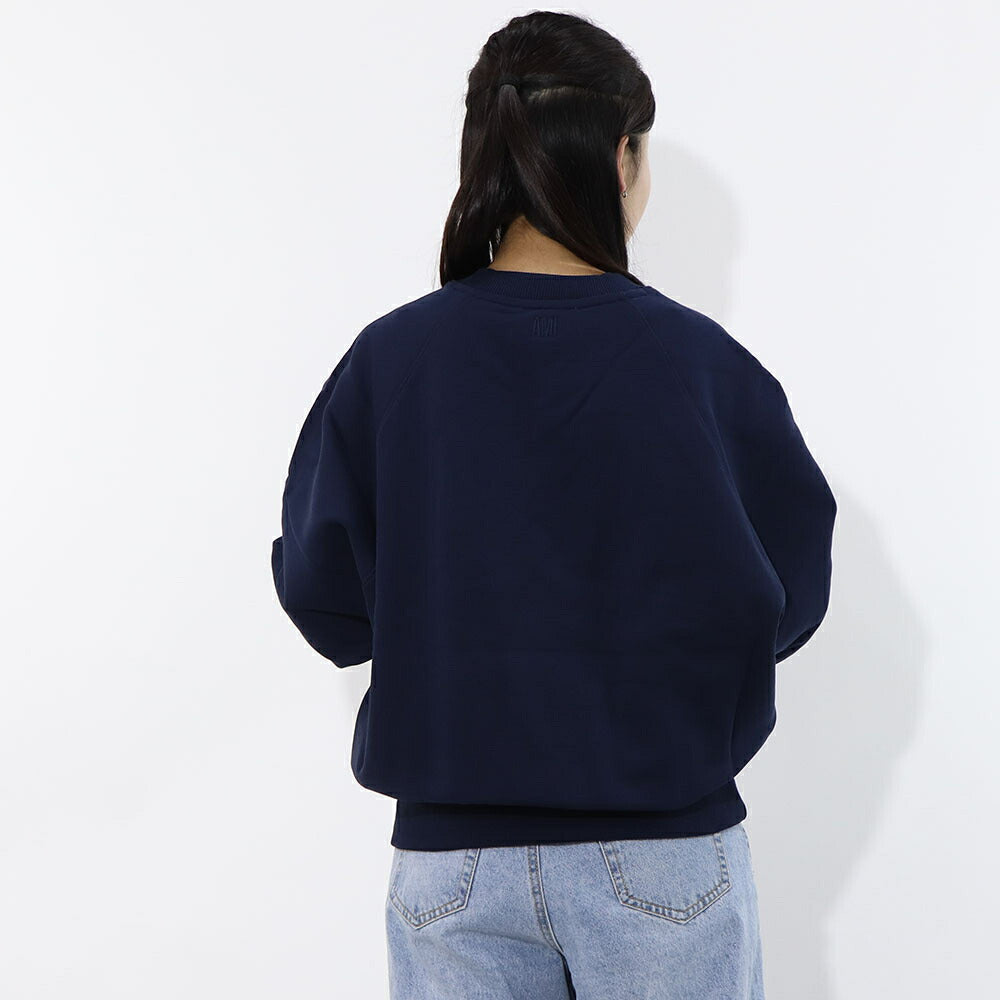 AMI PARIS スウェット ネイビー コットン ハートロゴ 刺繍  USW005.747