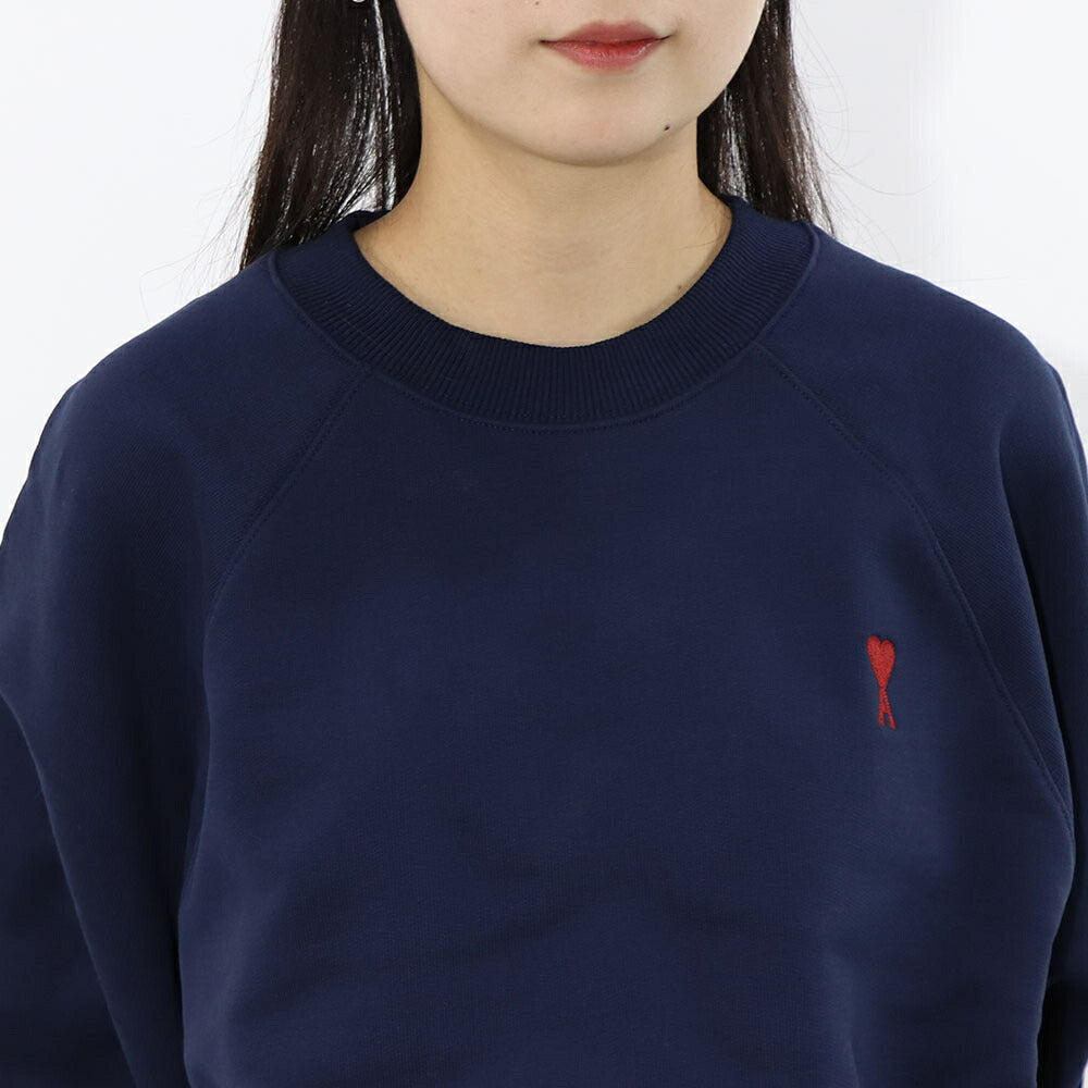 AMI PARIS スウェット ネイビー コットン ハートロゴ 刺繍  USW005.747