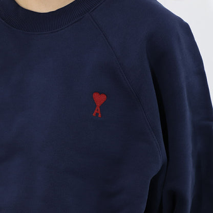 AMI PARIS スウェット ネイビー コットン ハートロゴ 刺繍  USW005.747
