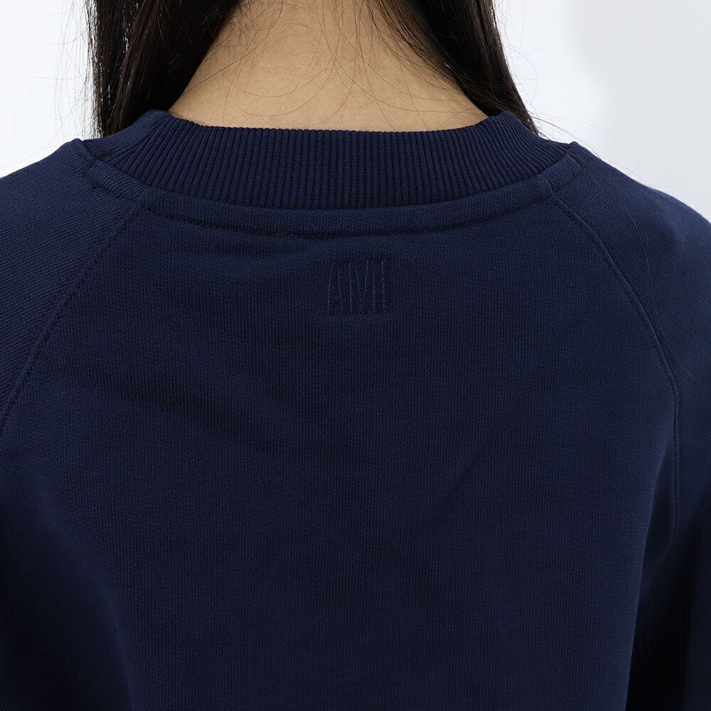 AMI PARIS スウェット ネイビー コットン ハートロゴ 刺繍  USW005.747