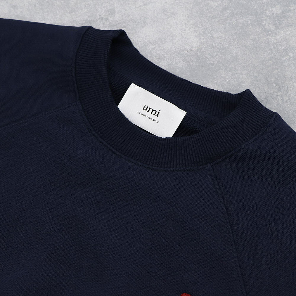 AMI PARIS スウェット ネイビー コットン ハートロゴ 刺繍  USW005.747
