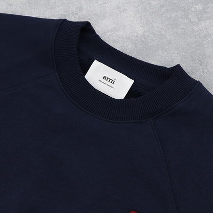 AMI PARIS スウェット ネイビー コットン ハートロゴ 刺繍  USW005.747