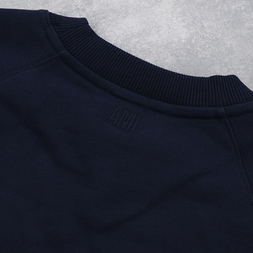AMI PARIS スウェット ネイビー コットン ハートロゴ 刺繍  USW005.747