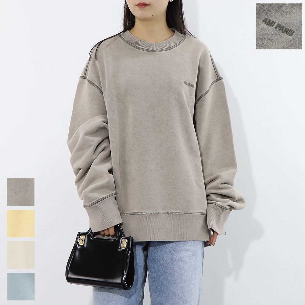 AMI PARIS スウェット グレー クリーム アイボリー ブルー コットン ロゴ USW016.JE0052