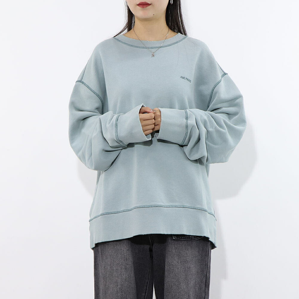 AMI PARIS スウェット グレー クリーム アイボリー ブルー コットン ロゴ USW016.JE0052