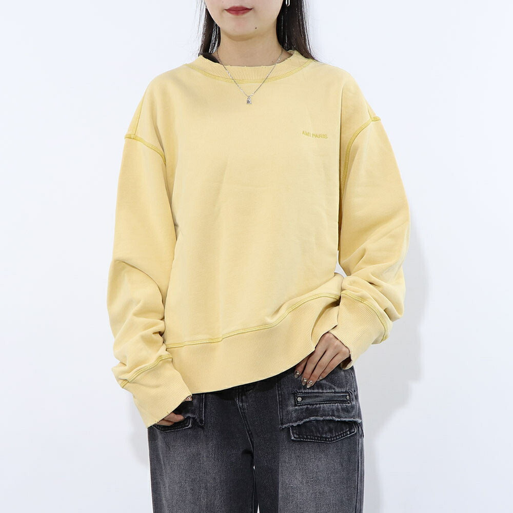AMI Parisスウェット クリームイエロー AMI PARIS スウェット グレー クリーム アイボリー ブルー コットン