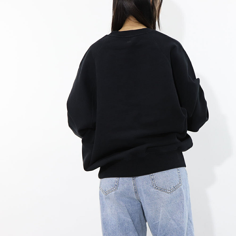 AMI PARIS スウェット ブラック ブルー系 コットン ハートロゴ 刺繍  シンプル USW040.JE0091
