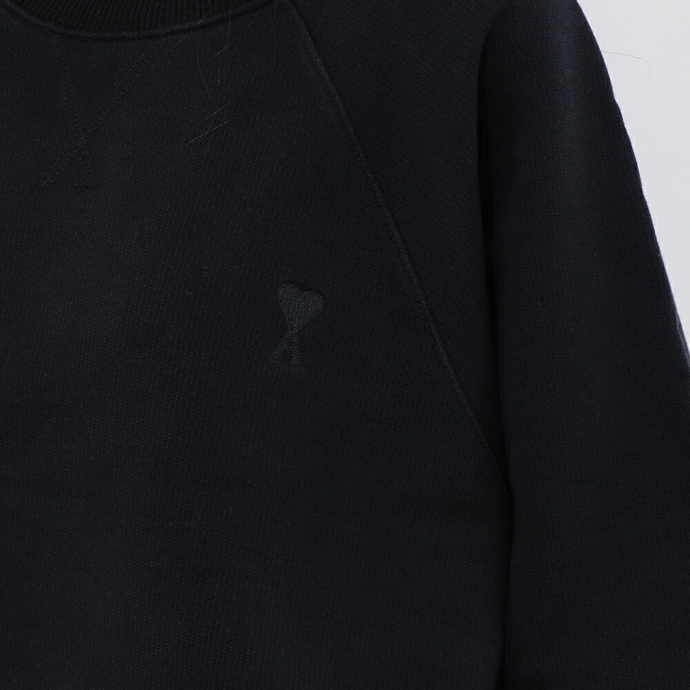 AMI PARIS スウェット ブラック ブルー系 コットン ハートロゴ 刺繍  シンプル USW040.JE0091