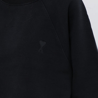 AMI PARIS スウェット ブラック ブルー系 コットン ハートロゴ 刺繍  シンプル USW040.JE0091