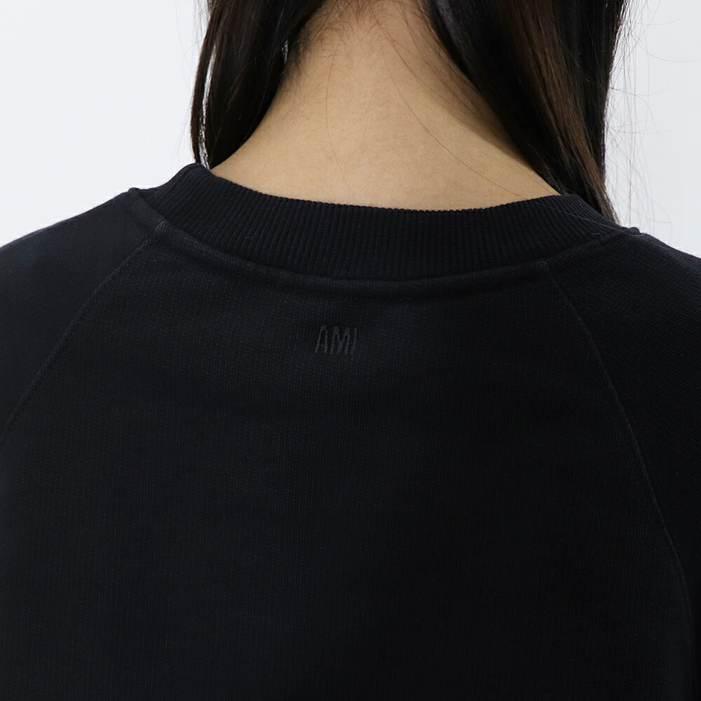 AMI PARIS スウェット ブラック ブルー系 コットン ハートロゴ 刺繍  シンプル USW040.JE0091