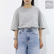 AMI PARIS Tシャツ グレー コットン  ロゴプリント ハートロゴ 半袖 UTS024.726