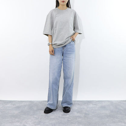 AMI PARIS Tシャツ グレー コットン  ロゴプリント ハートロゴ 半袖 UTS024.726