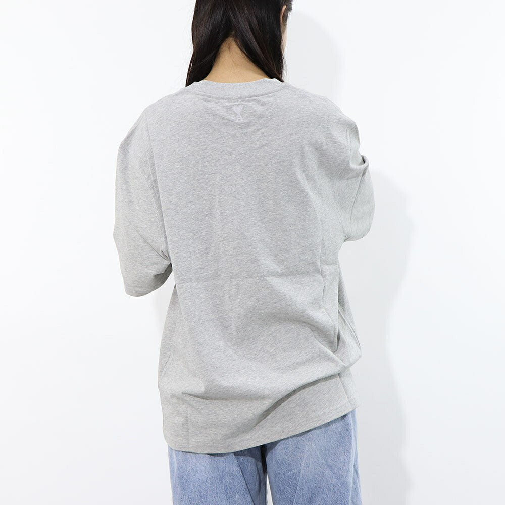 AMI PARIS Tシャツ グレー コットン  ロゴプリント ハートロゴ 半袖 UTS024.726