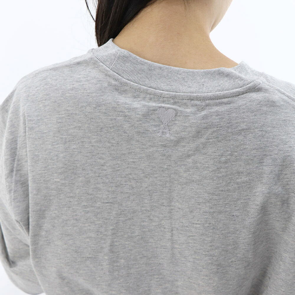 AMI PARIS Tシャツ グレー コットン  ロゴプリント ハートロゴ 半袖 UTS024.726