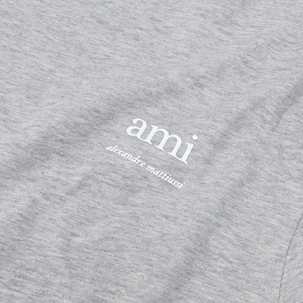 AMI PARIS Tシャツ グレー コットン  ロゴプリント ハートロゴ 半袖 UTS024.726