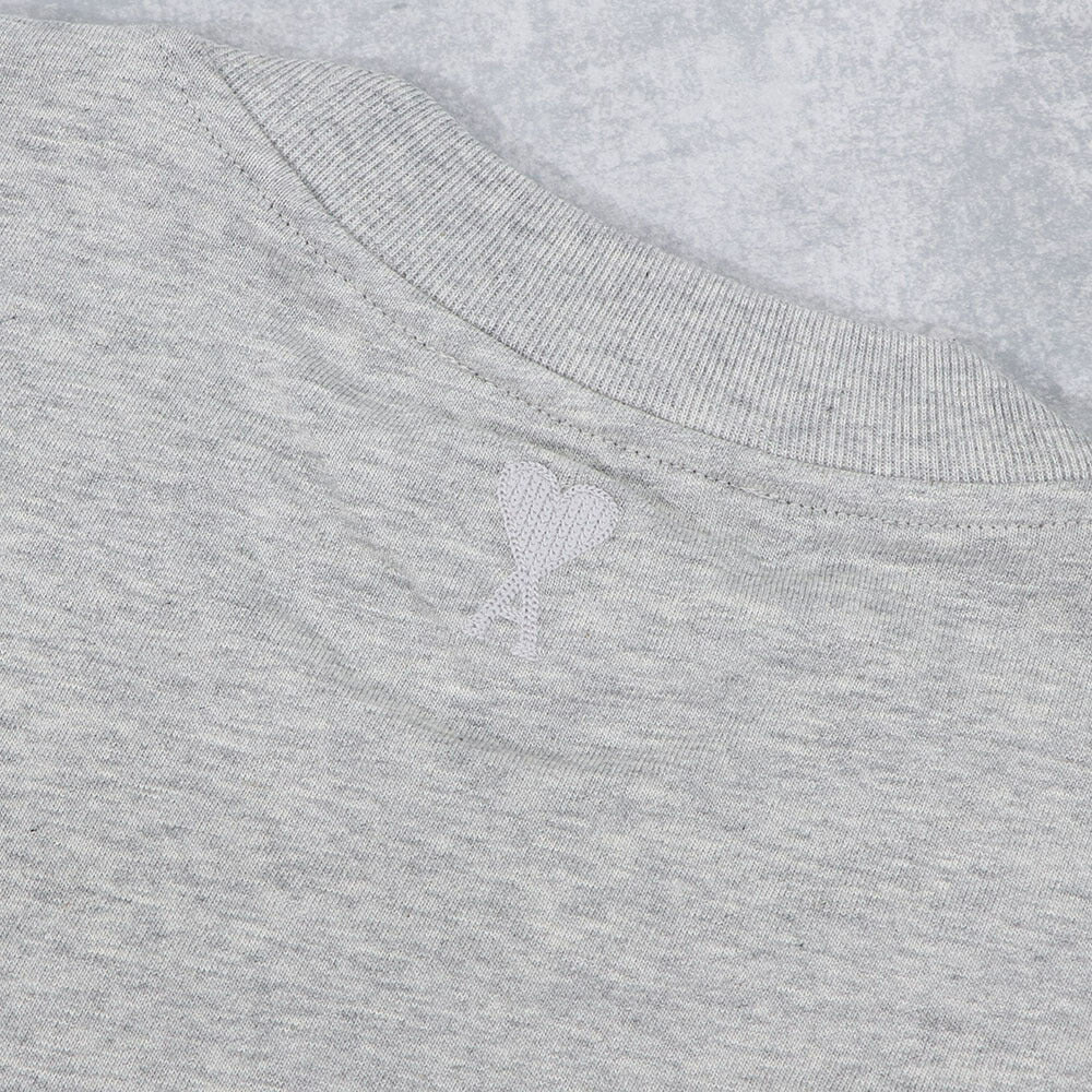 AMI PARIS Tシャツ グレー コットン  ロゴプリント ハートロゴ 半袖 UTS024.726