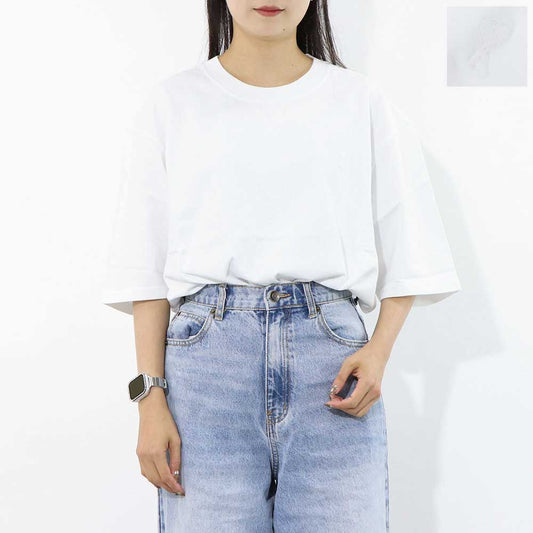 AMI PARIS Tシャツ ホワイト ハートロゴ 刺繍 半袖 UTS040.JE0090