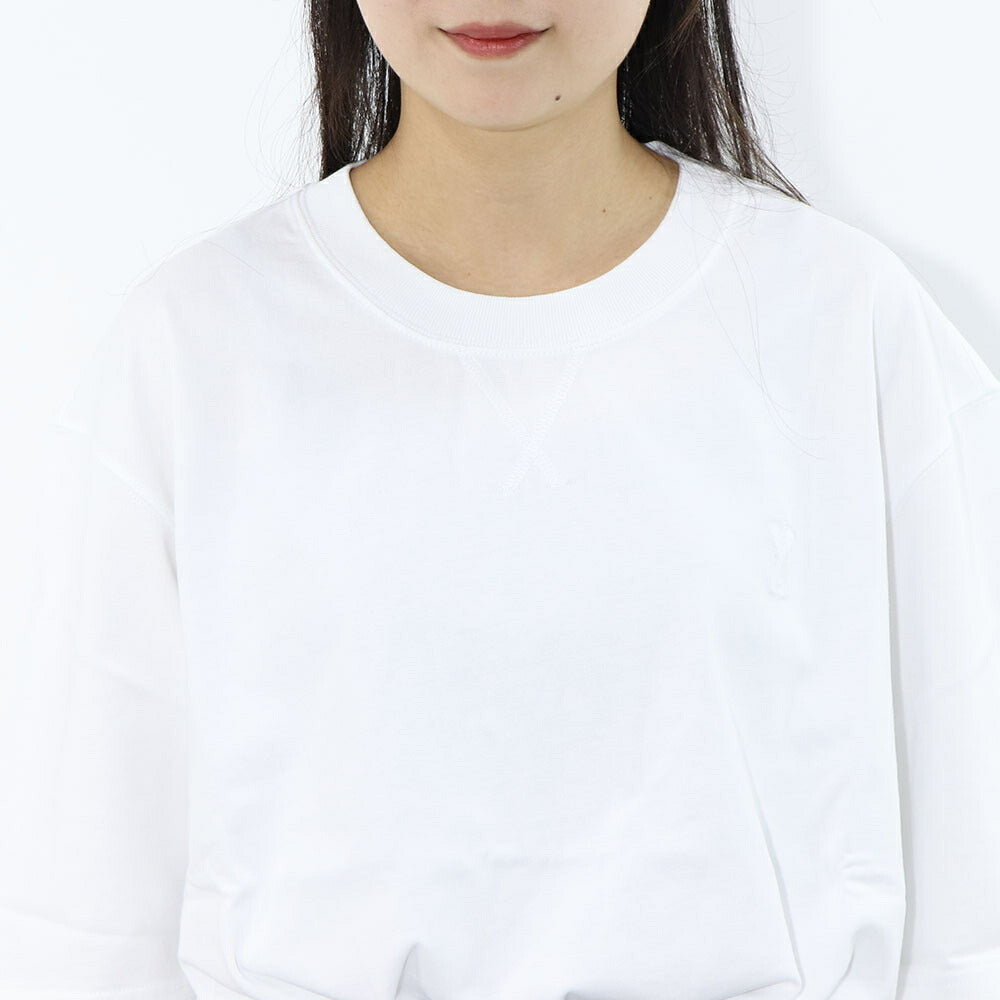 AMI PARIS Tシャツ ホワイト ハートロゴ 刺繍 半袖 UTS040.JE0090