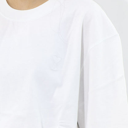 AMI PARIS Tシャツ ホワイト ハートロゴ 刺繍 半袖 UTS040.JE0090