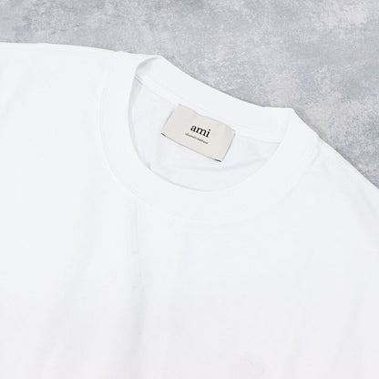 AMI PARIS Tシャツ ホワイト ハートロゴ 刺繍 半袖 UTS040.JE0090