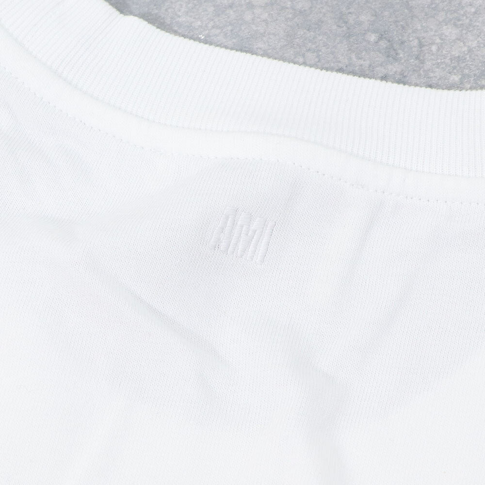 AMI PARIS Tシャツ ホワイト ハートロゴ 刺繍 半袖 UTS040.JE0090