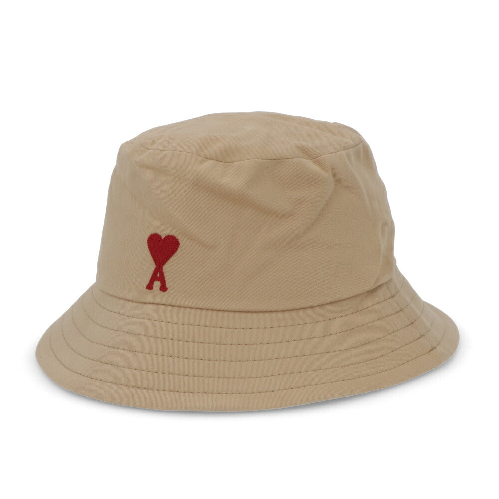 AMI PARIS 帽子 ハット ベージュ バケットハット ハートロゴ 刺繍