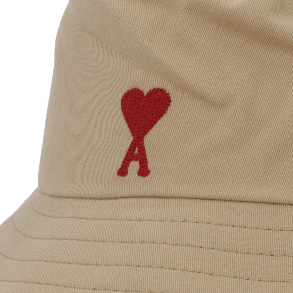 AMI PARIS 帽子 ハット ベージュ バケットハット ハートロゴ 刺繍 UHA246.AW0041