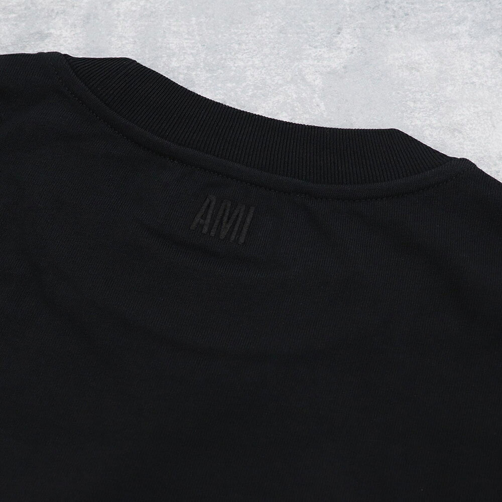 アミ パリス AMI PARIS トップス Tシャツ・カットソー ユニセックス  ブラック コットン カットソー クルーネック ハート刺繍 長袖 UTS205.726