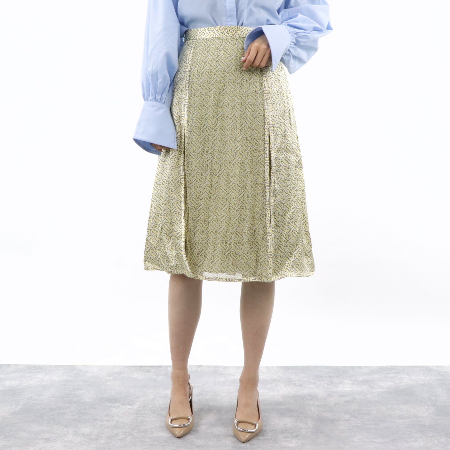 バーバリー スカート 8016883 A7309 イエロー ミディ丈