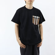 BURBERRY Tシャツ ブラック バーバリーチェック ポケット 半袖 8073030